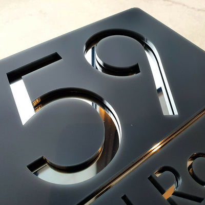 personalized acrylic black modern address sign for house