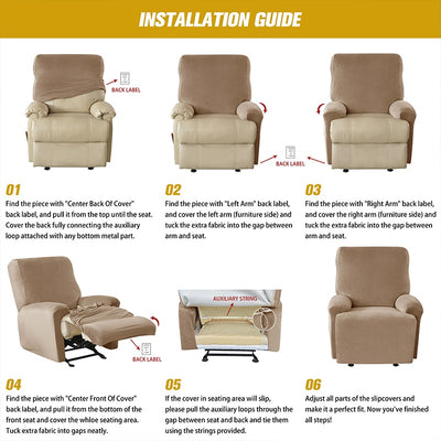 velveteen recliner chair cover 4 pieces