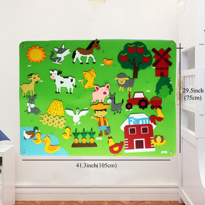 Montessori felt farm kids mural