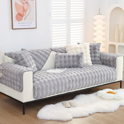 light grey color Anti-Slip Extra Thick Plush Sofa Throw or Blanket Style Slipcover