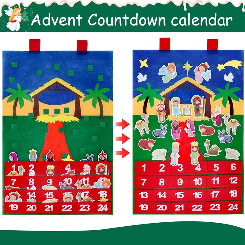 felt christmas calendar nativity scene for kids 