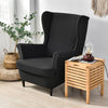 Solid Color Wingback Chair Slipcovers - Large Armchair Cover - 2 Piece Stretch Chair Cover & Optional Matching Ottoman Cover