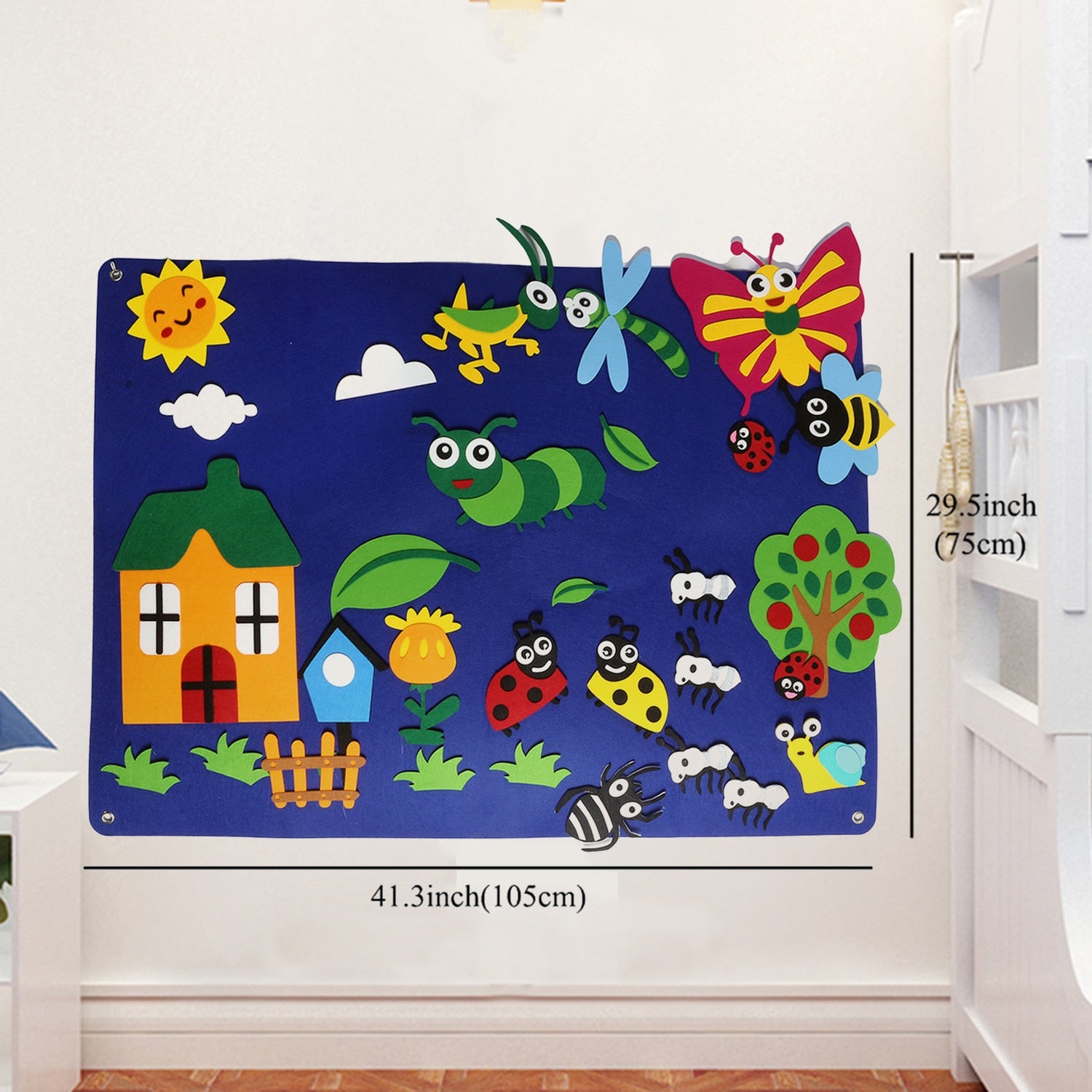 Montessori felt insects and outdoors kids mural