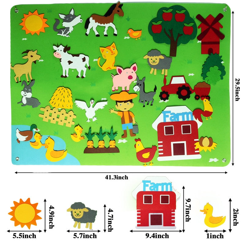 CREATEME™  Montessori Felt Story Board Kids - Farm, Under the Sea, My Body, Outer Space and More!