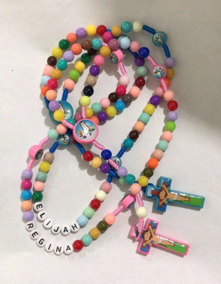 custom name kids rosary, rosary, boy blue rosary, communion gift girl, communion gift boy, girl pink rosary, baptism rosary, communion rosary, girl communion, rainbow rosary, kids rosary