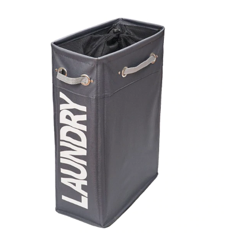 slim hamper, laundry bin dark grey