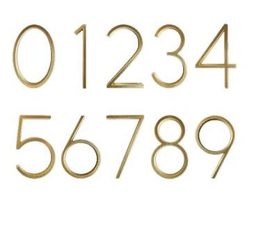gold brass slim 5 inch house address numbers and letter floating or flush - winfinity brands 