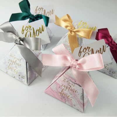 CREATEME™ DIY Marbled Pyramid Style Thank You Gift Boxes