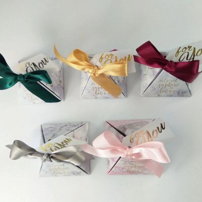 CREATEME™ DIY Marbled Pyramid Style Thank You Gift Boxes