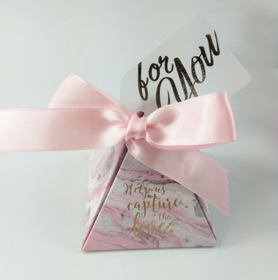 CREATEME™ DIY Marbled Pyramid Style Thank You Gift Boxes