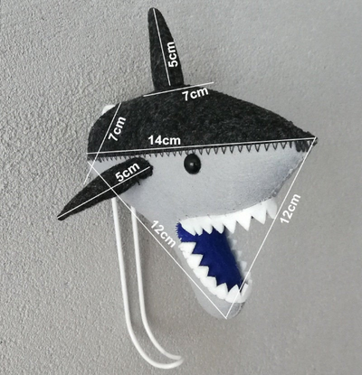 handmade feltshark mini wall hook for kids, room decor