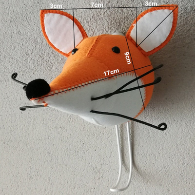 handmade felt orange fox, wall hook for kids, room decor