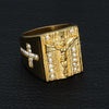 religious gold jesus thick mens ring 