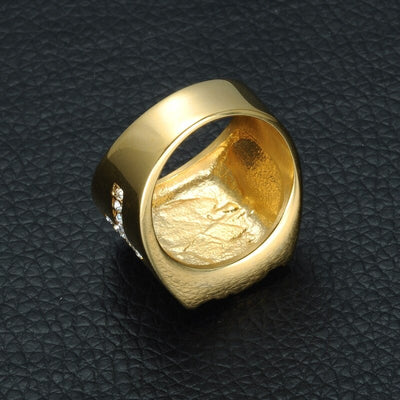 religious gold jesus thick mens ring