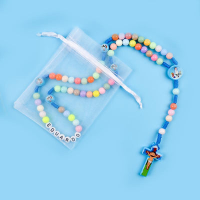 custom name kids rosary, rosary, boy rosary, baptism rosary, communion rosary, girl communion, rainbow rosary, kids rosary