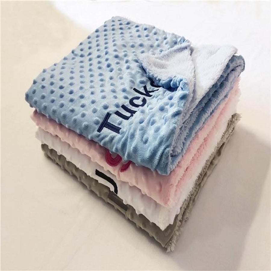 personalized baby blanket gitft blue pink white grey - free shipping winfinity brands