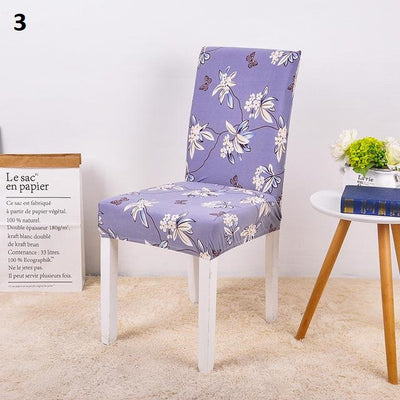 light blue with flowers patterned color dining chair slip cover spandex