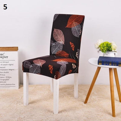dark brown with fall leaves patterned color dining chair slip cover spandex