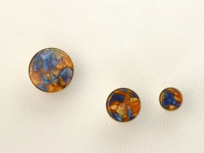 blue and orange stone brass handles and hooks