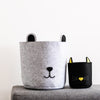 Minimalist Cat and Bear Felt Toy Storage Bins