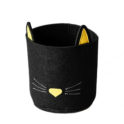Minimalist Cat and Bear Felt Toy Storage Bins
