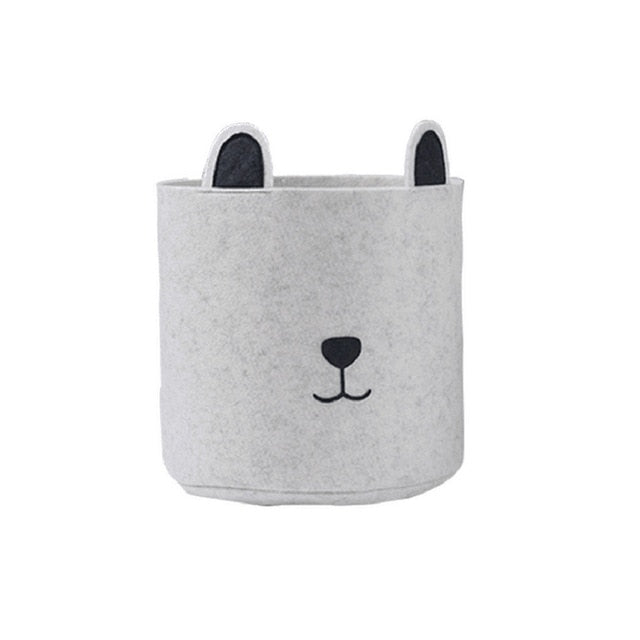 Minimalist Cat and Bear Felt Toy Storage Bins