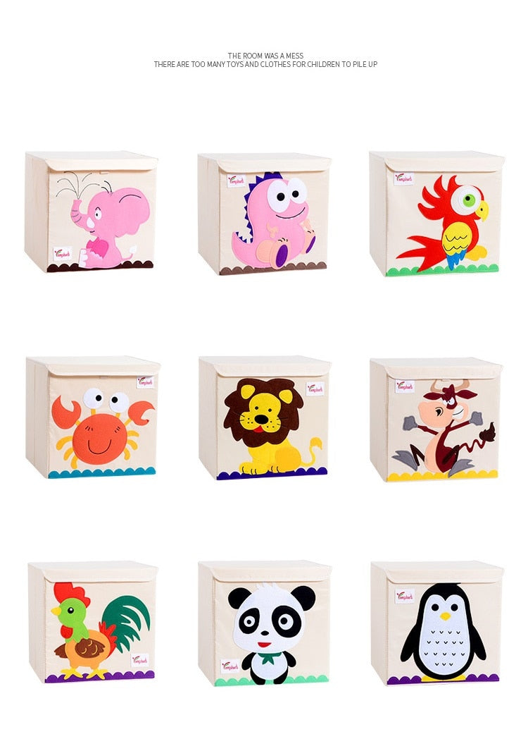 kids storage bin, childrens storage organization idea, kids room decor, storage bin animal theme, baby decor room, playroom decor for kids, storage box with lid, stackable kids canvas storage bins, animal theme