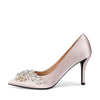 CREATEME™ Satin Heels + Crystal Broach Wedding Shoes