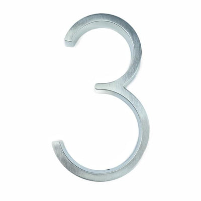 silver nickel house number modern slim number 3 three