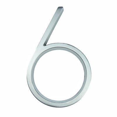 silver nickel house number modern slim number 6 six