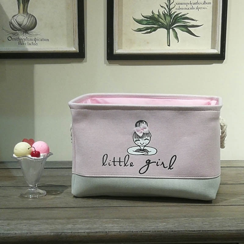 Little Girl Ballerina Fabric Storage Baskets