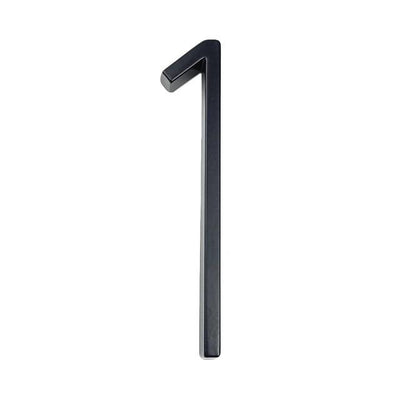 slim black floating house number 1 one