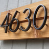 slim black floating house number custom sign