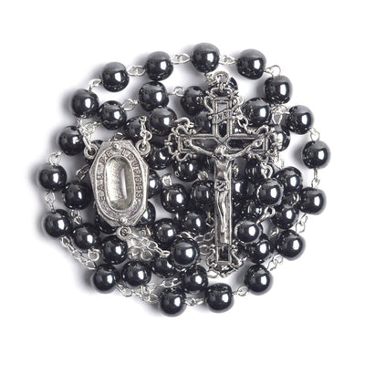 Our Lady of Lourdes - Holy Water l Jerusalem Catholic Rosary - black winfinity brands free shipping