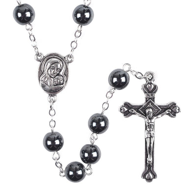 Our Lady of Lourdes - Holy Soil  Jerusalem Catholic Rosary - black winfinity brands free shipping