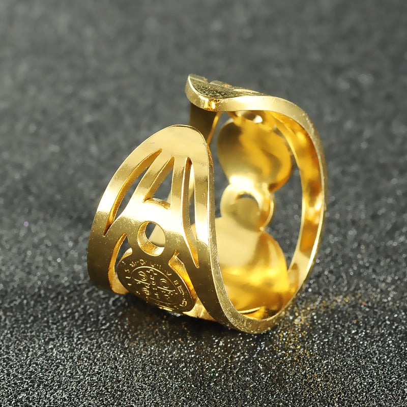 beautiful gold catholic ring bold costume jewelry for men or women - unisex, winfinity brands - free shipping