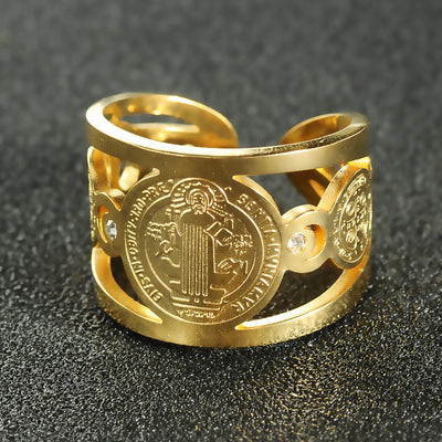 beautiful gold catholic ring bold costume jewelry for men or women - unisex, winfinity brands - free shipping