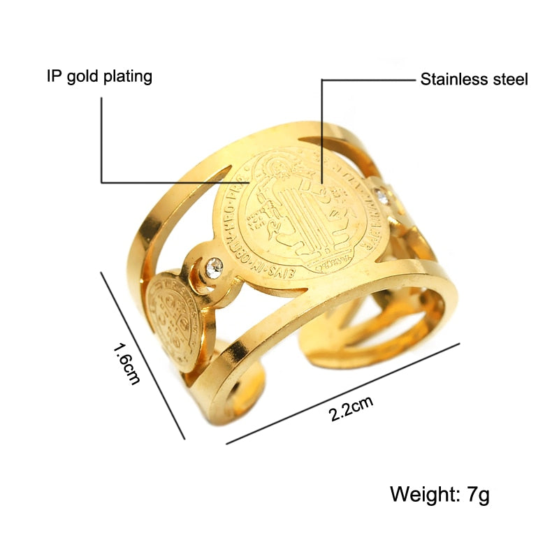 beautiful gold catholic ring bold costume jewelry for men or women - unisex, winfinity brands - free shipping