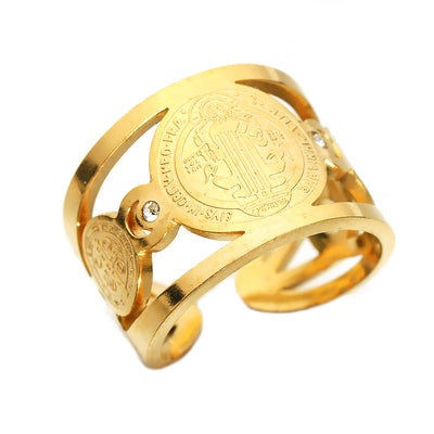 beautiful gold catholic ring bold costume jewelry for men or women - unisex, winfinity brands - free shipping