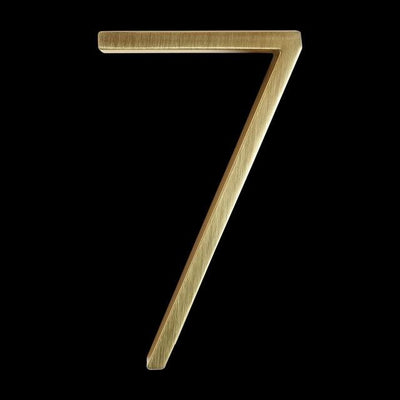 slim brass gold house number 7 seven