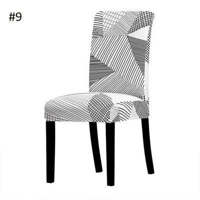 black and white geometric with lines dining chair spandex slip covers - winfinity brands