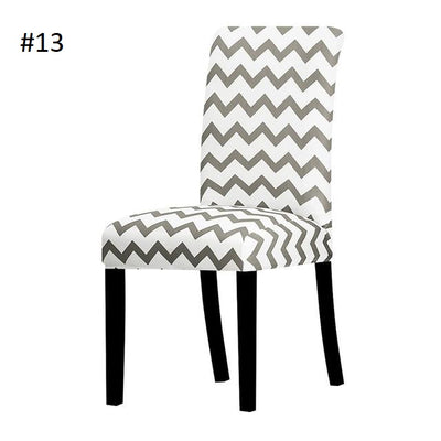 white with dark grey zig zag dining chair spandex slip covers - winfinity brands