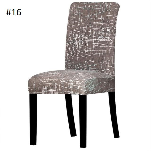 tan beigt with white scratch lines dining chair spandex slip covers - winfinity brands