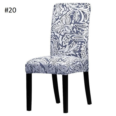 gray and white floral pattern dining chair spandex slip covers - winfinity brands