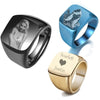 custom photo personalized men's ring black, gold and blue ring colors for men - ring gift for man - winfinity brands 