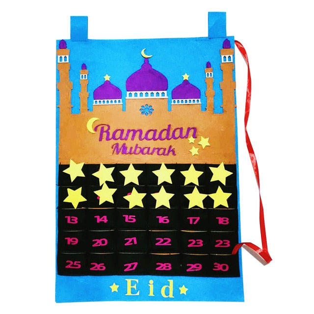 count down to eid, Ramadan felt calendar, blue