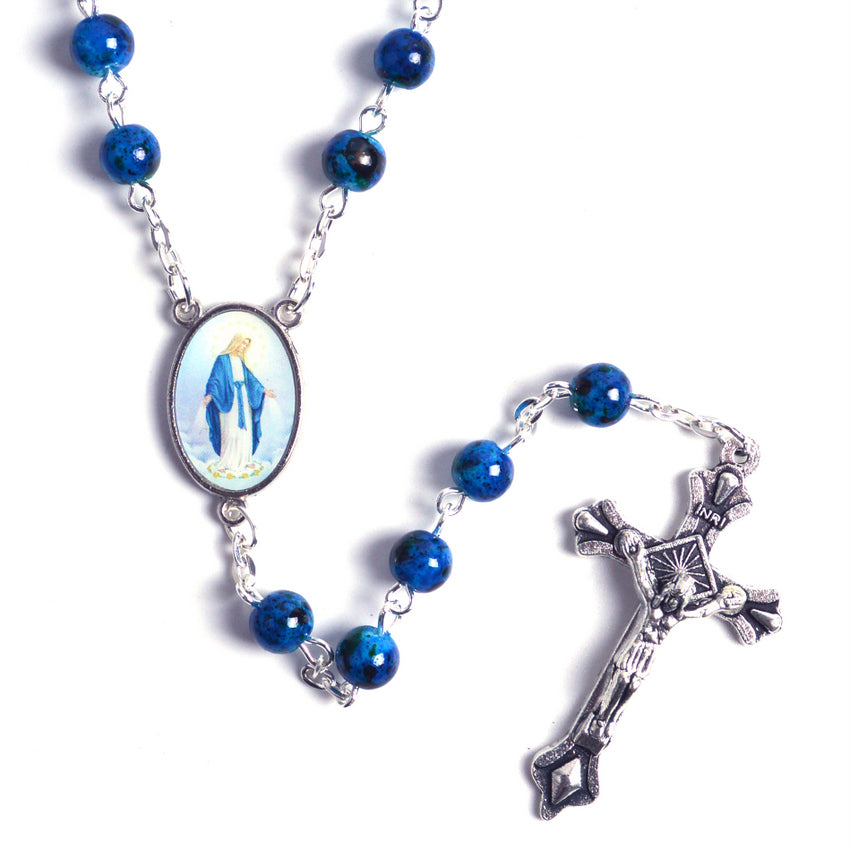 our lady of grace blue stone rosary- stone rosary blue winfinity brands free shipping world wide 