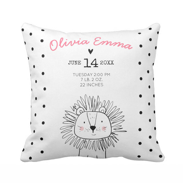 birth stat pillowcase for baby black and white