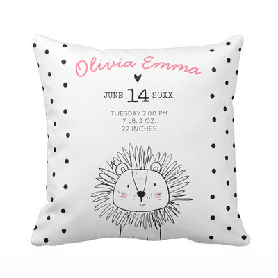 birth stat pillowcase for baby black and white