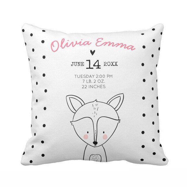 birth stat pillowcase for baby black and white
